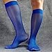 Mr.babuu 3Pairs Pack Men's Casual Striped Sheer Nylon Silky Thin Dress Socks (Blue)