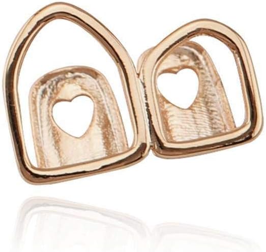 Janedream 1 pcs Rose Gold Grillz Electroplate Hip-hop Punk Top Bottom Teeth Grills Caps for Cosplay Party Halloween Jewelry Accessory
