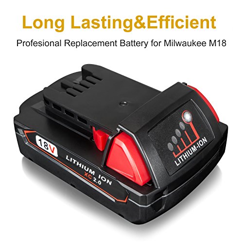 FLAGPOWER 18V 2.0Ah Replacement Lithium-ion Battery for Milwaukee M18 XC 48-11-1815 48-11-1820 Cordless Power Tools - Thumbnail 5