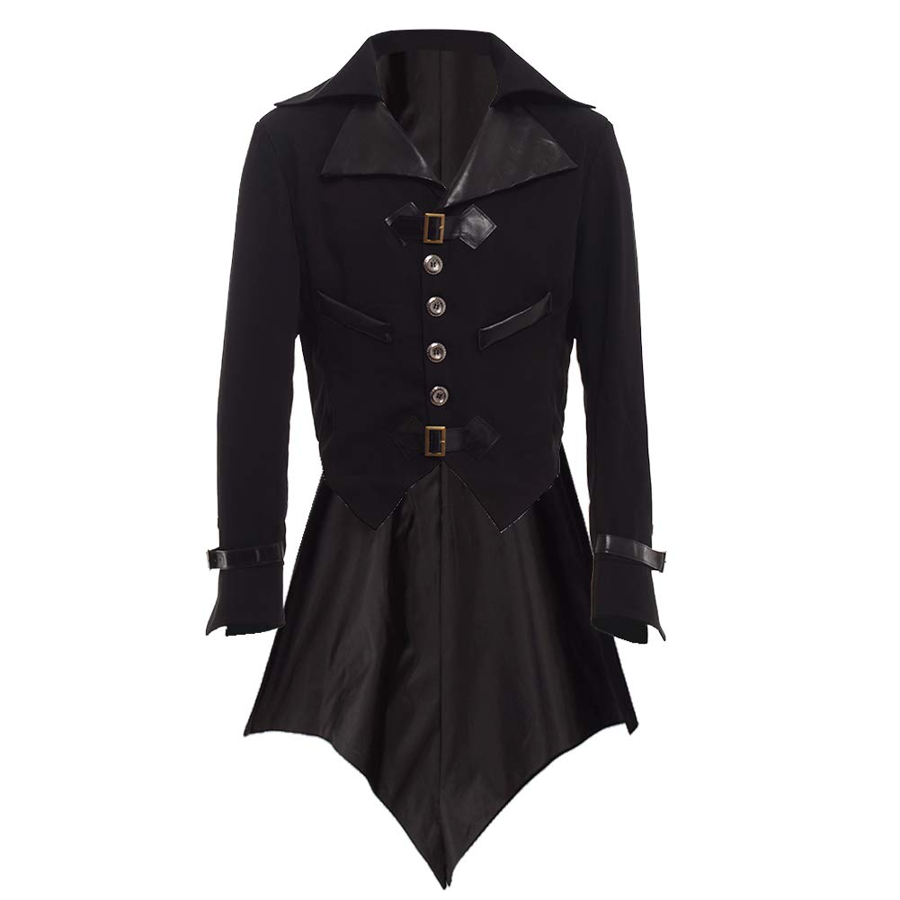 BLESSUME Gothic Victorian Tailcoat Steampunk VTG Coat Jacket Halloween Cosplay Costume Black