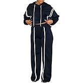 knowfashionstyle Women 2 Piece Outfits Fall Casual Sweatsuit Long Sleeve Drawstring Hoodies Wide Leg Sweatpants Set Tracksuit