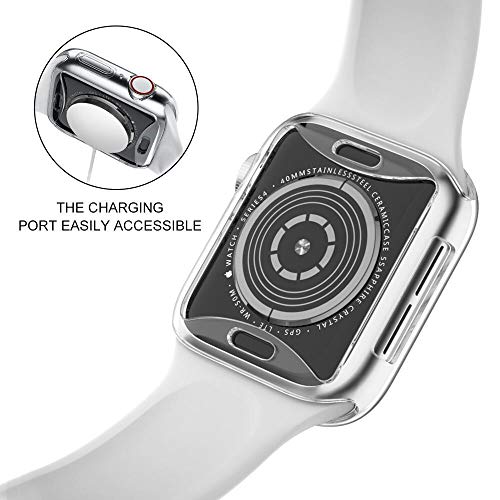 [2-Pack] BELONGME for Apple Watch Screen Protector Series 5 4 44mm 40mm Series 3 2 42mm 38mm, Built in TPU All-Around Protective Case Cover for iWatch Series 5/4/3/2