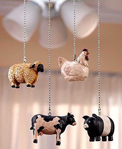 Decorative Rustic Country Kitchen Farmhouse Animal Fan Pull Set Cow Sheep Cow Pig