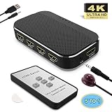HDMI Switch 4k, GANA HDMI Switcher | 5-Port HDMI Splitter Box with Remote Control and 4K/1080p/3D Supported