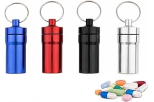 4 pcs Waterproof Aluminum Pill Box, Pocket Pill Storage Case Medicine Holder Medicine Case Tablet Container for Outdoor Trave