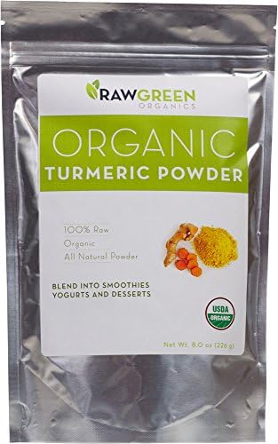 Raw Green Organics - Organic Turmeric - 100% Raw All Natural Powder - 8 oz. (226 Grams)