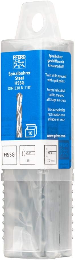 PFERD 25203534 Spiral Drill Steel, Pack of 10, Diameter 7.0 mm, HSS-G N, DIN 338, 118°, Universal Use, Diameter 7 mm - Image 4