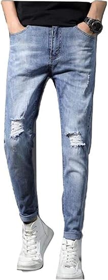 Amazon Cocoen デニムパンツ スキニー クラッシュ 加工 メンズ ジーンズ 通販