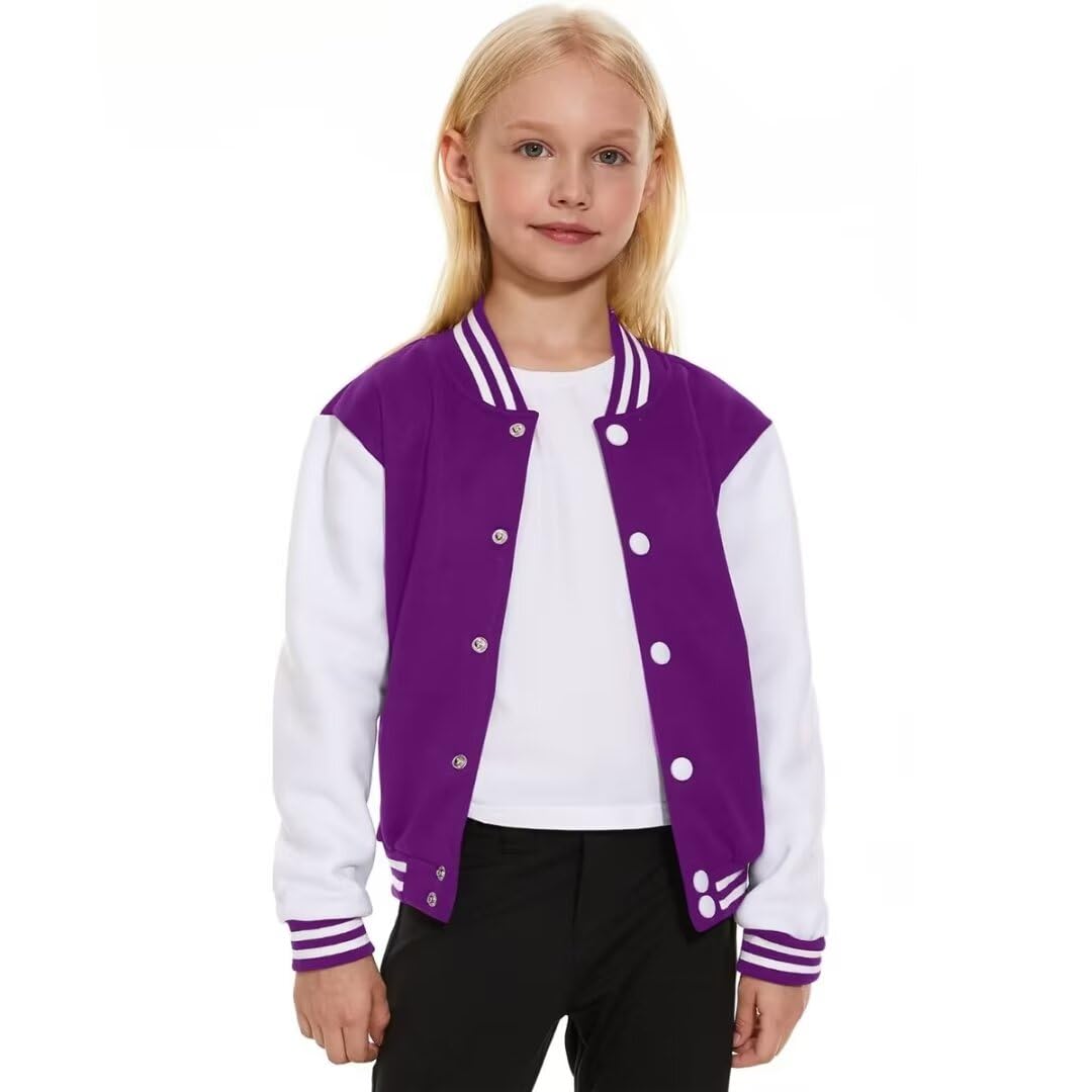 Photo 1 of jeecoin Kids Baseball Jackets Girls Boys Varsity Jackets Casual Lightweight Sports Bomber Jacket School Jackets size m 