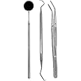 CynaMed Dental Tools Oral Care Kit (3-Pack) – Stainless Steel Dental Pick, Tartar Scraper, Scaler, Tweezers, and Mouth Mirror for Personal & Pet Use