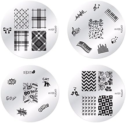 Konad Nail Art Stamping Nail Image Plate - Set of 4 (M101-103-105-107)