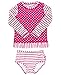 RuffleButts Berry Striped Polka Long Sleeve Rash Guard Bikini - 5
