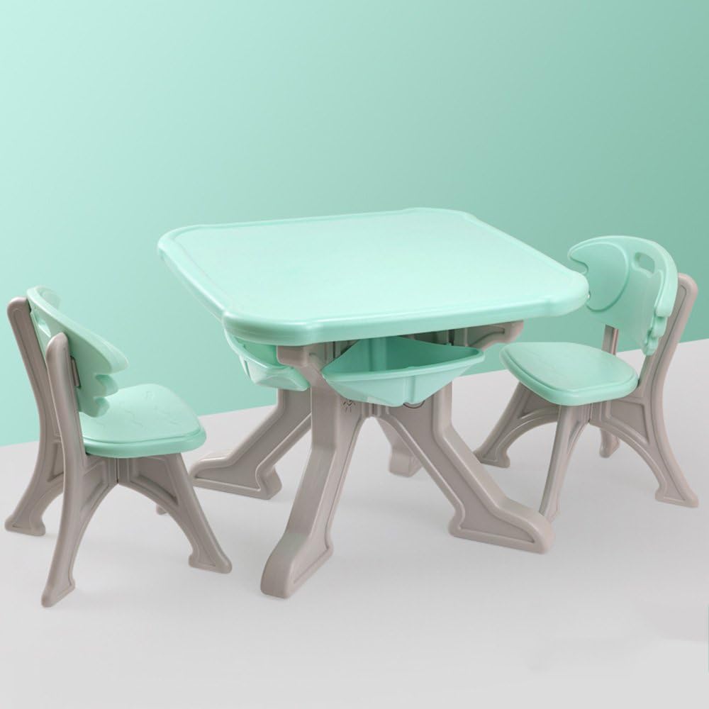 Brisk- Children's Table And Chair Set, Baby Learning Table, Plastic Toy Table, Kindergarten, Games Desk Chair (Color : Green)