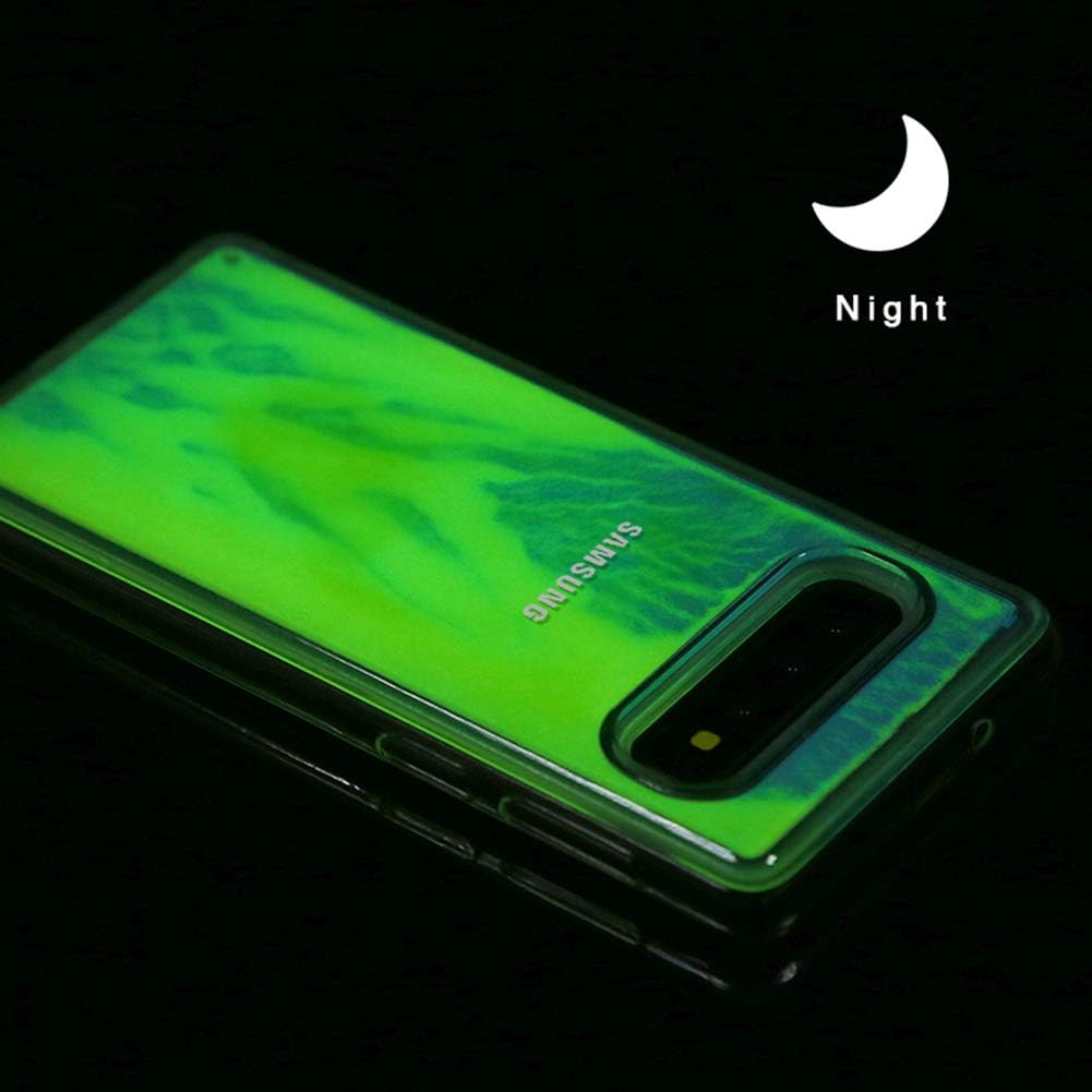 schicj133mm Fluorescent Quicksand Creative Anti Falling Waterproof Shockproof Protector Phone Case Cover for Samsung Galaxy S10/S10e/S10 P/S9 Blue for Samsung S10 Plus