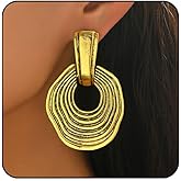 Chunky Gold Statement Earrings for Women Trendy Big Silver Earrings Large Drop Dangle Earring Geometric Circle Oval Round Vintage Earring Chunky Jewelry