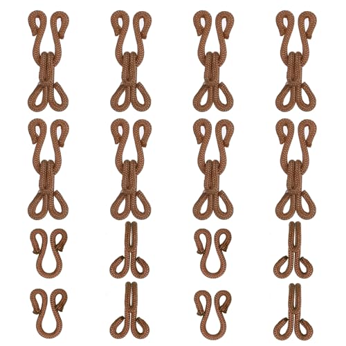 YELARXI Sewing Hooks and Eyes, 23mm Covered Hook Eye Sewing Closure Fasteners Sew on Snaps Fit for Bra Clothing Replacement Trousers Skirt Clothing DIY Craft (10 Pack, Brown)