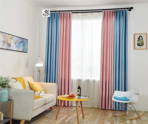 BAIF Window Drapes Meteor Hemp Solid Color Fabric Multicolor Stitching Living Room Bedroom Study Curtains,2-Pack,W x L-66 x 90 Inch