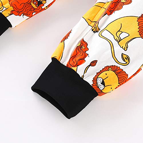 NUWFOR Toddler Infant Baby Boys Girls Cartoon Lion Print Hooded Romper Jumpsuit Outfits(White,12-18 Months)