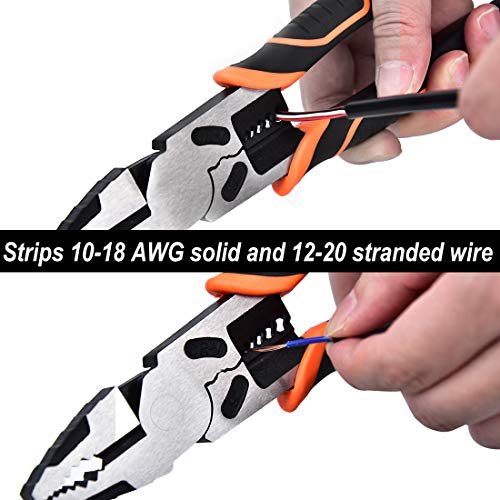 9'' Lineman Pliers 4 in 1 Combination Pliers with Wire Stripper Crimper