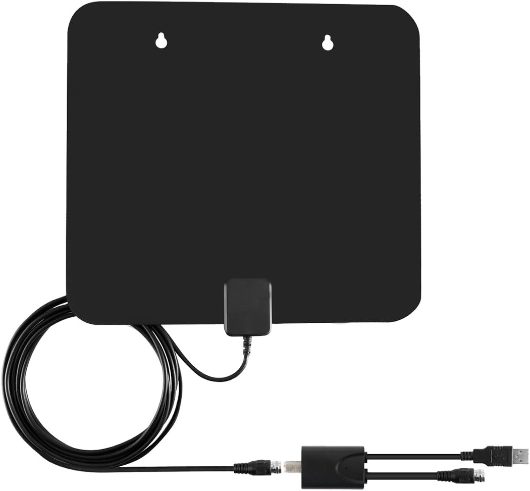 NISGEAR TV Antenna for Digital TV Indoor, Amplified HDTV Antenna 60 Miles with Detachable Signal Booster and 10ft Coaxial Cable (Black)
