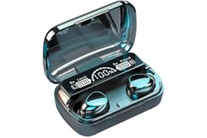 TRAUSI True Wireless Earbuds, BD&M Bluetooth 5.0 Earbuds in-Ear TWS Stereo Headphones with Smart LED Display Charging Case Waterproof Built-in Mic for Sports Work - Black