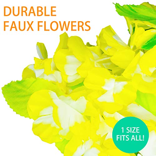 BOSHENG Yellow Flower Leis Necklaces for Summer Party Event,Set of 12