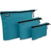 GOX 3 Pack Travel Toiletry Bag for Men Carry On Packing Organizer Zipper Pouch Portable Cosmetic Pouch Accessory Document Electronics (Turquoise)