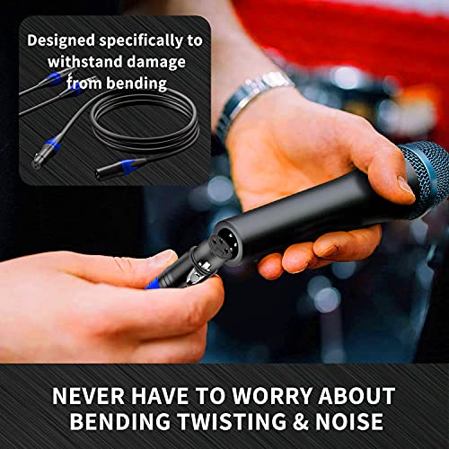 XLR Cable, XLR Microphone Cable Male to Female 25ft 2 Pack, AuxLink Balanced XLR Speaker Cable Suitable for Microphones, Preambles, Speaker Systems, Radio Station and More, Black, (KN01-25)