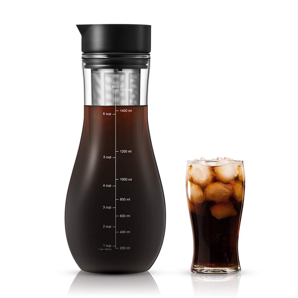 Soulhand Cold Brew Coffee Maker,Ice Coffee Maker-48oz/1500ML Borosilicate Glass Hot & Cold Tea Brewing Cold Brew System with Removable Filter for Home Office Iced Coffee and Tea