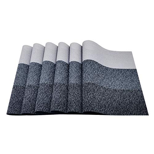 Familamb Placemats for Dining Table Set of 6 Woven Vinyl Washable Table