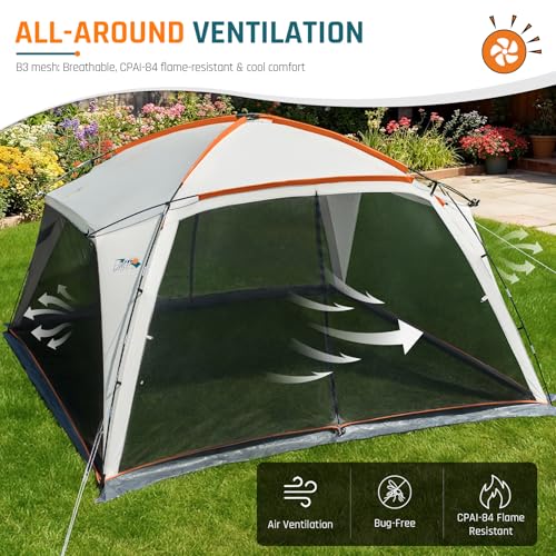 DMH OUTDOORS 12x12 FT Screen House Tent with Mesh Walls, 2 Doors, Water Resistant image 19