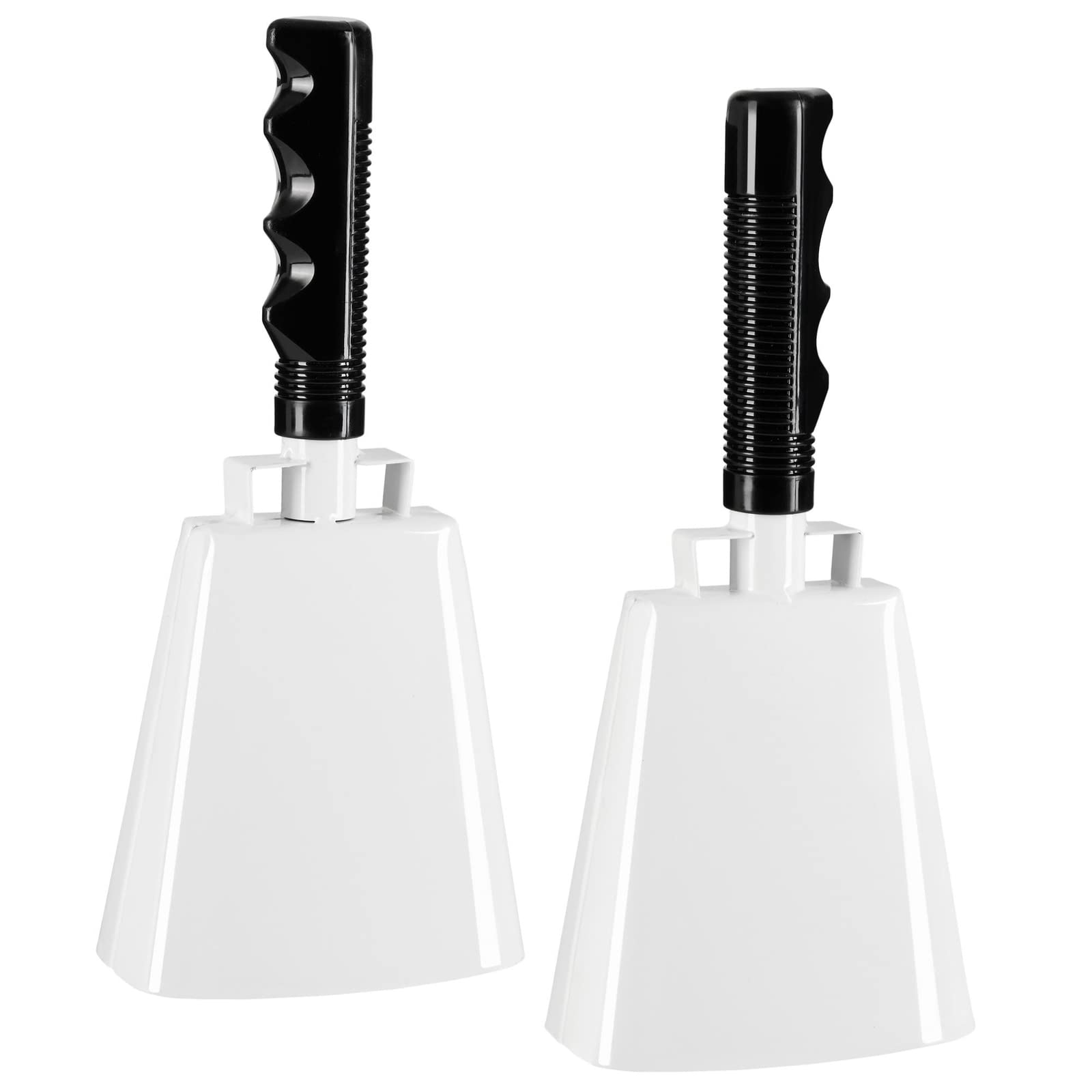 Photo 1 of 2 Pack 9-inch Cowbells for Sporting Events, Percussion Noise Makers with Handle for Football Games, Stadiums (White)