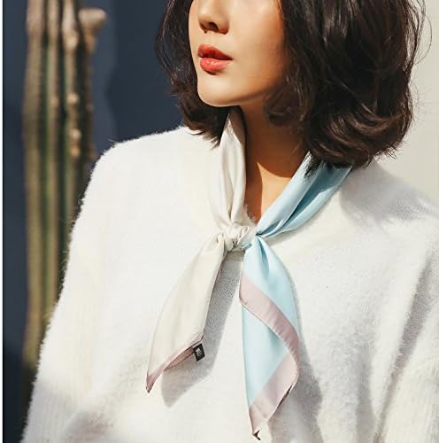 Small women spring scarves MS all-match small towel turban scarf occupation decoration Square 70cm airline stewardess scarf,Blue grey system Birthday present valentine's day