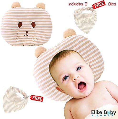 Baby Pillow for Newborn 100% Natural Organic Cotton. Prevent Flat Head. Reduce Acid Reflux. Promote Infant Spine Alignment.