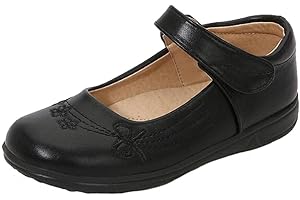 PPXID Girls Oxford Flats School Performance Uniform Dress Shoes Princess Mary Jane-Black 11 US Size
