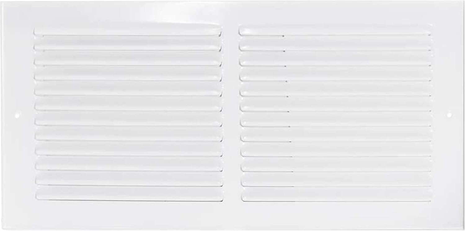 Registers, Grilles & Vents - EZ-FLO 14 x 6 Inch (Duct Opening) White Return Air Vent Cover for Wall or Ceiling, Solid Steel Return Air Grille, HVAC Air Return, 61628