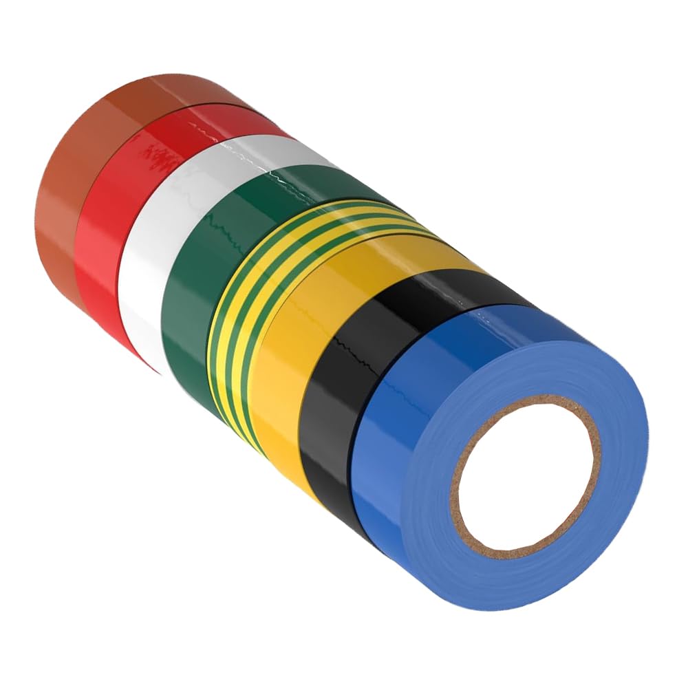 KafTon PVC Electrical Insulation Tape 19mm 20m & 33m PVC Electrical Wiring Repair, Flexible, Strong Adhesion, Chemical Resistant, Universal (Brown, 19mm x 20m)