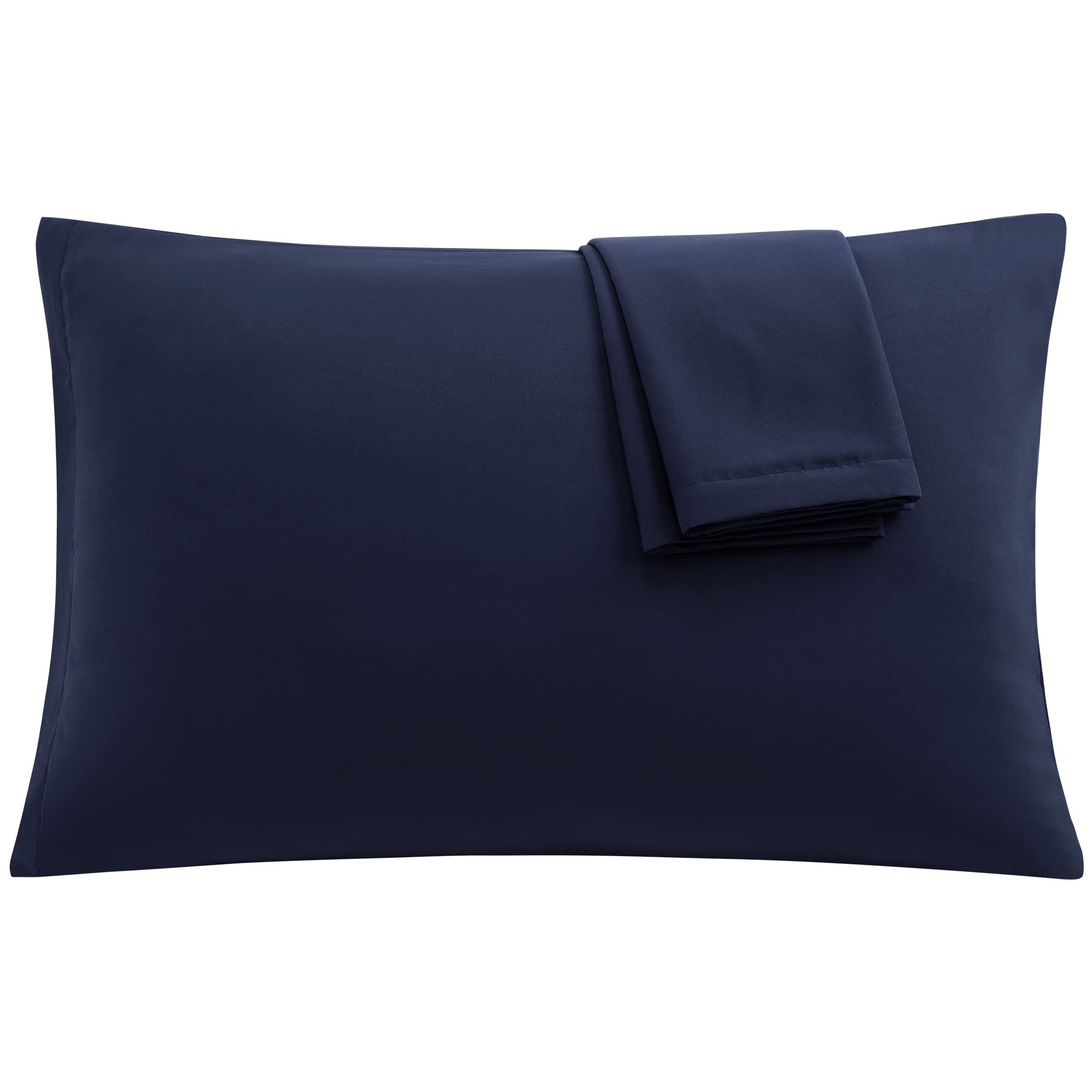 sourcing map 2 Pack Pillow Cases Soft 1800 Series Microfiber Pillowcases Set with Zipper Navy Standard(20"x26")