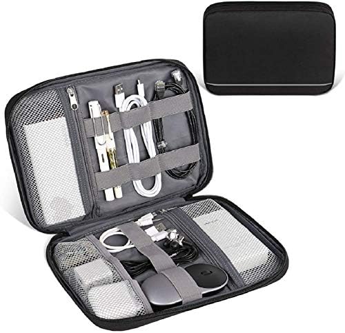 Electronics Organizer, Waterproof Travel Cable Organizer Bag for Charger Cord, Electronic Accessories Bag Case for Home Office, Black