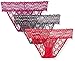 b.tempt'd by Wacoal Women's Lace Kiss 3 Pack Bikini, Raspberry/Platinum/Purple Wine Polka Dot, Large