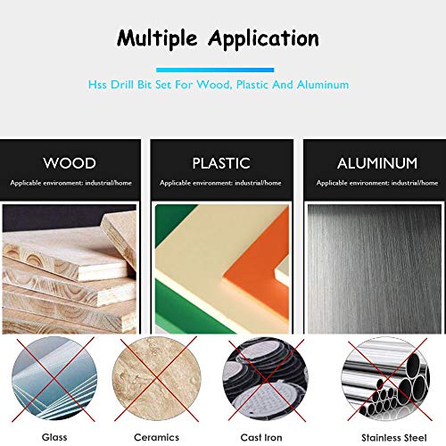 LudoPam Drill Bits Set 60 Pcs,HSS Titanium Micro Twist Drill Bits for Wood Plastic Aluminum Alloy Soft Metal 1/8 1/16 3/64 5/64 3/32 7/64" Inch