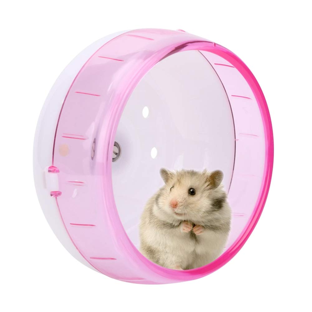 Hamster Wheel Plastic Super Silent Hamster Exercise Wheel Roller Wheel Toy for Small Pets Gerbils Guinea Pig Mice Chinchilla (Pink)