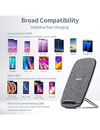 ESR   Cargador inalámbrico para salón (10 W 5 W), carga inalámbrica Qi con textura premium para iPhone X iPhone 8 8 Plus, Galaxy S9 S9 Plus S8 Note 8 S7 S7 Edge (sin adaptador de CA)