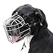 BRONZEDOG Dog Muzzle Adjustable Durable Metal Wire Basket for Large and Extra Large Dogs with Leather Straps Breathable, Drinkable, Training, Prevents Biting (Stainless Steel, Great Dane)