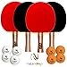 NuLandings Ping Pong Paddle Set - 4 Professional Table Tennis Rackets/Paddles - 8 Premium 3-Star ITTF Standard Balls Portable Cover Case Holder - Precise Racquet Control, Speed and Spin - Bundled Kit
