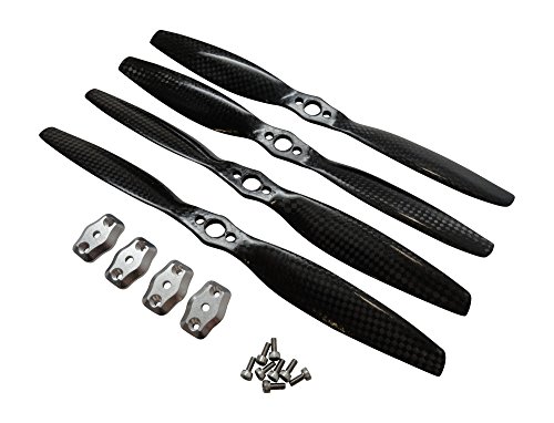 CARBON FIBER ROTOR BLADE SET for Traxxas Aton / Blade 350 QX / 350 QX2 / 350 QX3 w/ Aluminum Adapters - Apex RC Products / Small Parts CNC #9501