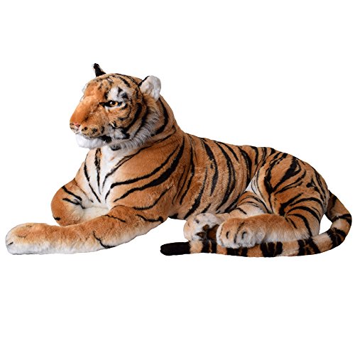 TE-Trend XXL Tiger Großkatze Raubkatze Kuscheltier Dekoration Plüsch 160cm Stofftier liegend braun