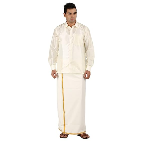 MEN'S GOLD JARI DHOTIE PACK OF 1 DOUBLE