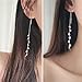 OwMell 925 Sterling Silver Tassel Drop Earrings Long CZ Droplet Dangle Threader Earrings for Women