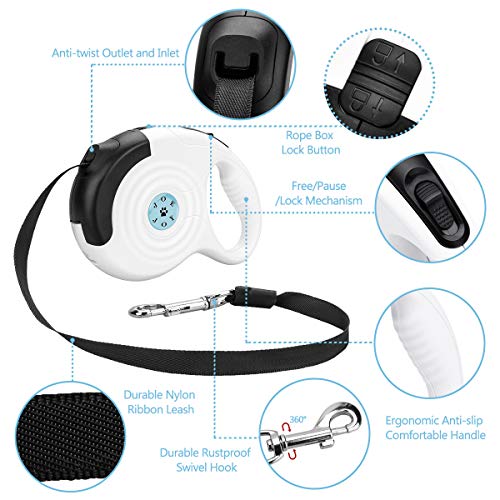 JOEJOY Retractable Dog Leash, 360° Tangle-Free, Anti-Slip Handle, Heavy Duty, Strong & Durable Pet Running Leash-16ft for Medium Large Big Dogs up to 110lbs, One-Handed Brake, Pause - Thumbnail 2